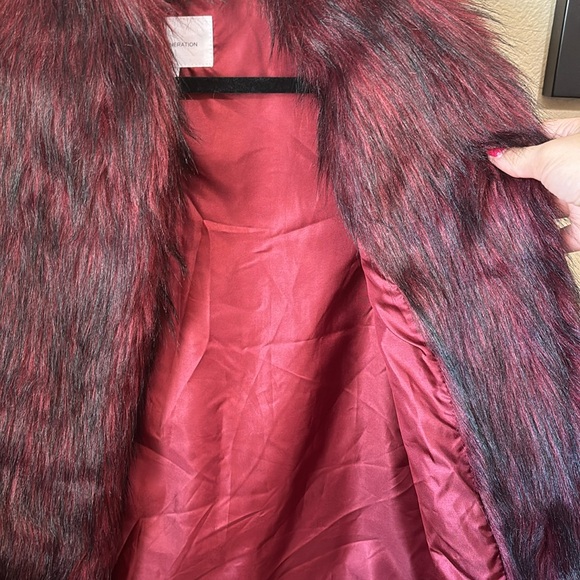 Faux fur burgundy/black fuzzy vest. - Picture 4 of 5